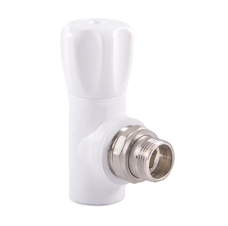 Клапан (вентиль) PP-R запорный белый НР Дн 20x1/2